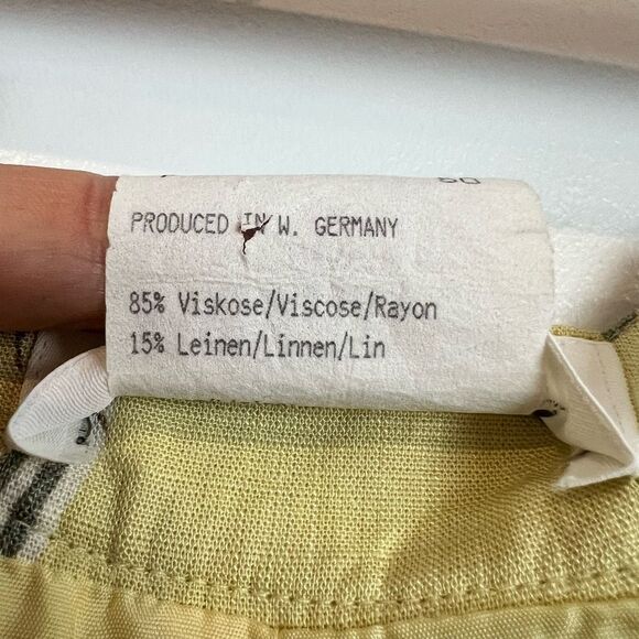 Vintage 80s Patrizia’s Mondi Yellow Floral Bermuda 18 Linen Germany Lagenlook - Picture 6 of 15